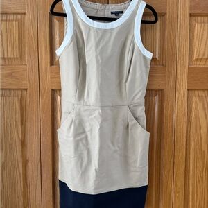 NWT Tommy Hilfiger Tan and Navy Dress